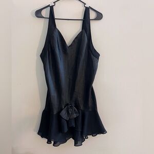 90s vintage Sleep Solutions Nightgown Sateen Black Romantic Fairy Castlecore